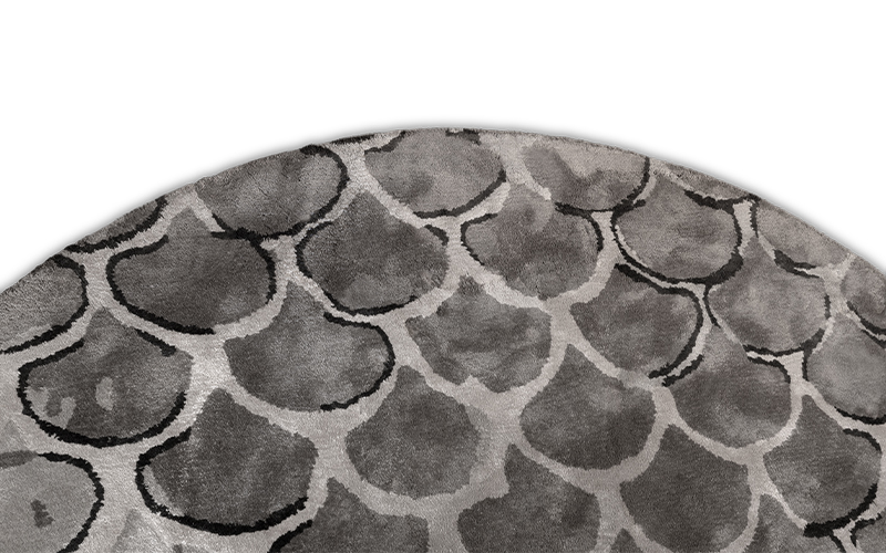 KOI Round | Hand-tufted Botanical Silk Round Rug by BRABBU